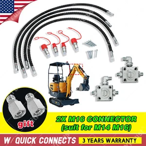 2 Three Way Diverter Valves for 1-2 ton Chinese Mini Excavator w/ Quick Connects - Picture 1 of 13
