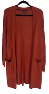 Women's Torrid Orange Long Sleeve Patch Pocket Open Duster Cardigan Size 2X - Picture 1 of 6