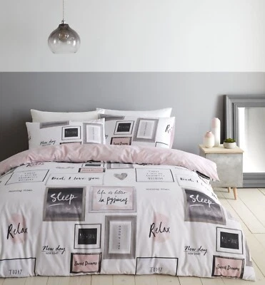 Catherine Lansfield Sleep Dreams Easy Care Duvet Cover Bedding Set Blush