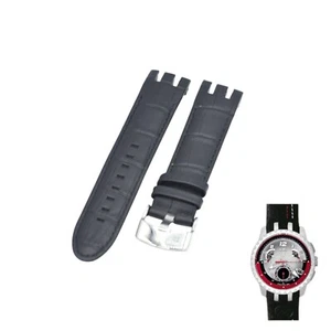 Correa de reloj de cuero negro 21 mm para Swatch Irony retrógrada YRS411 - Imagen 1 de 7