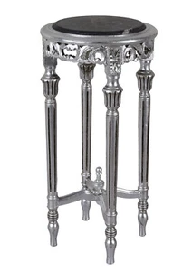Side Table Baroque Table Silver Flower Table Pedestal Antique Decorative Round - Picture 1 of 4