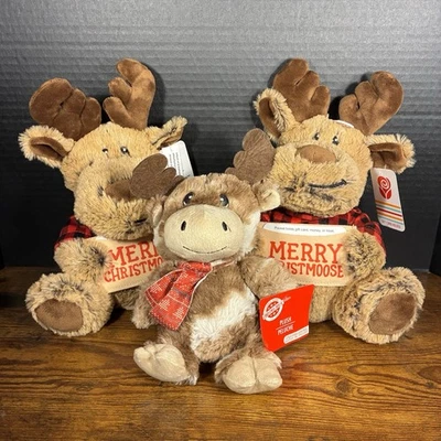 Lot Of 3 Christmas Moose Plushies Animals w/ Gift Card Holder American Greetings - Image 1 of 4