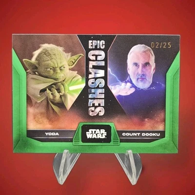 2023 Topps Star Wars - Epic Clashes - Green /25 Yoda Vs Count Dooku - Rare - - Image 1 of 4