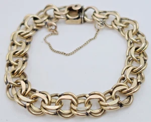 Vintage 1940's Gold Filled Double Curb, Fancy Link 7.5" Charm Bracelet - Picture 1 of 7