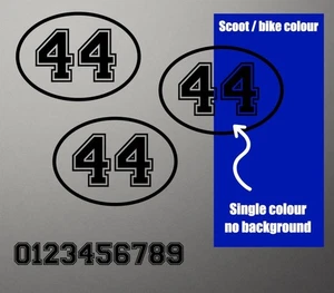 Oval Race Numbers x3 Vinyl Stickers Decals classic more size and colours - Picture 1 of 2