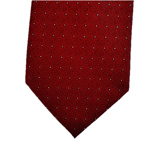 Claiborne Herren Krawatte Jacquard Seide rot mit weißen Punkten 4x61,5" Vintage Foulard EUC - Bild 1 von 12