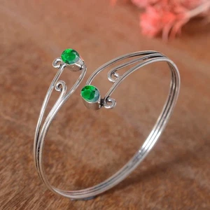 Chrome Diopside Gemstone 925 Sterling Silver Bracelet Special Occasion Jewelry - Picture 1 of 9