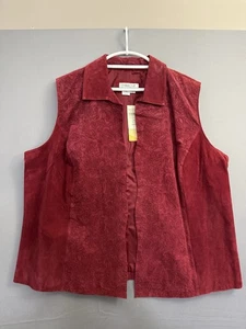 Coldwater Creek rote Wildleder-Lederweste Damen 3X (neu mit Etikett) Western Cowgirl - Bild 1 von 7