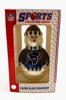 NFL Houston Texans Football Blown Glass Snowman Ornament Sports Collector Series - Image 1 of 4
