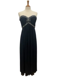 XSCAPE ~ Navy Chiffon Jeweled Bodice Empire A-Line Evening Gown. Size 10 - Picture 1 of 12