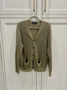 POLO RALPH LAUREN Silk/Linen Waffle Knit Lightweight Cardigan Women Sz L EUC - Picture 1 of 8