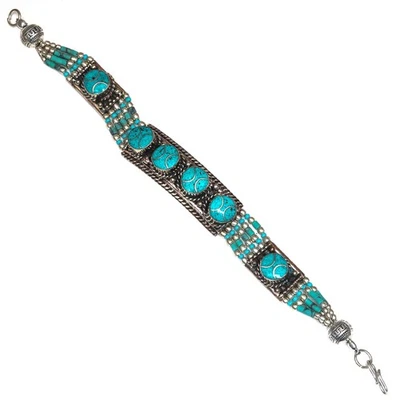 Coral Tibetan  Red Gemstone  Nepali Turquoise Handmade Bracelet Ethnic - Image 1 of 4