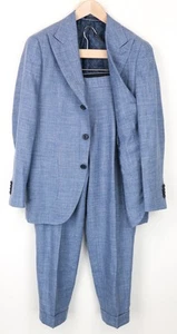 SUITSUPPLY La Spalla Men's UK36S Suit Wool Silk Linen Blue Slim 2-Piece - Picture 1 of 16