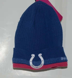 Reebok Indianapolis Colts Blue Pink Breast Cancer Awareness Cuffed Knit Hat - Picture 1 of 9