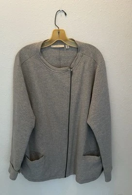 Women Plus Size Business Casual Jacket Sweater Blazer by Sejour Light Grey 2x - Image 1 of 3