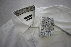Bugatchi Uomo Dress Shirt Shaped Fit White Long Sleeve Mens Size 2XL XXL - Picture 1 of 10