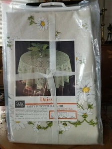 Vintage 70 x 90 oblong Stotter plastic Tablecloth. Transparent "DAISY" - Picture 1 of 7