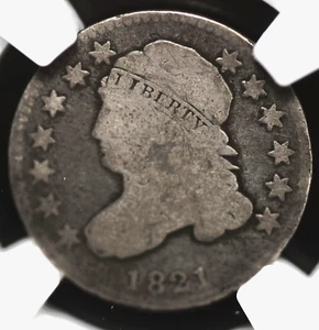 1821 CAPPED BUST DIME LARGE DIAMETER NGC AG 3 EVEN WEAR WITH NO DISTRACTIONS - Picture 1 of 3