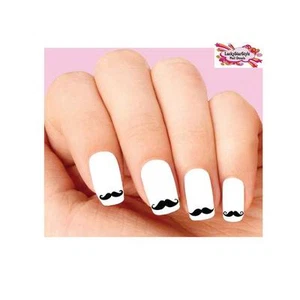 Waterslide Nail Decals Set of 20 - Mustache Assorted - Imagen 1 de 1