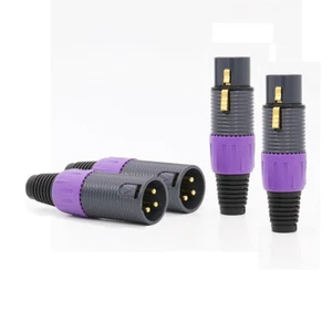 2Pair 24K Gold Plated Pole HIFI Audio Balanced Cable Adapter Plug XLR Connector - Picture 1 of 6