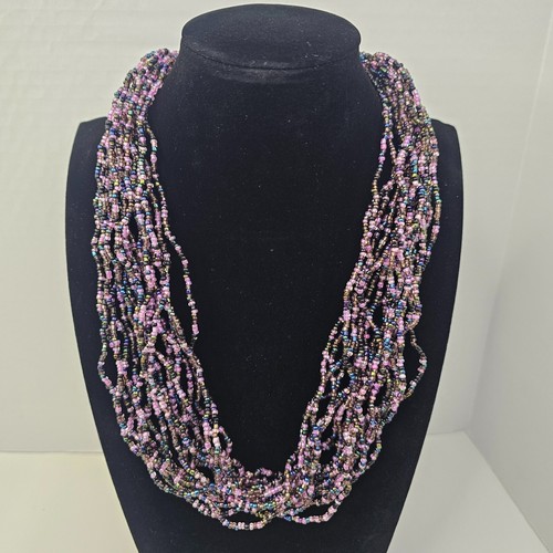 VETEMENTS Collana Perline Multifilo Viola Dichiarazione Artigianale Multicolore Gioielli