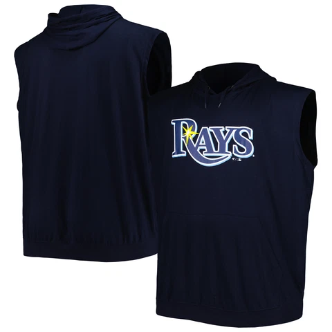 Men's Navy Tampa Bay Rays Jersey Pullover Muscle Hoodie Cover