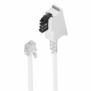 Telefonkabel 20m TAE F Stecker > RJ11 Stecker universal Belegung weiss weiß 20 m