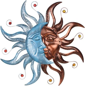 Metal Sun and Moon Wall Decor, 27.6" Large Outdoor Wall Art for Living Room Bedr - Picture 1 of 8