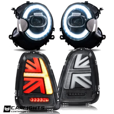 For 2007-13 Mini Cooper S R56 R57 R58 R59 LED Headlights +BLACK CLEAR Taillights - Image 1 of 4