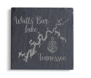 Watts Bar Lake Tennessee Custom Engraved Slate Coasters - Picture 1 of 5