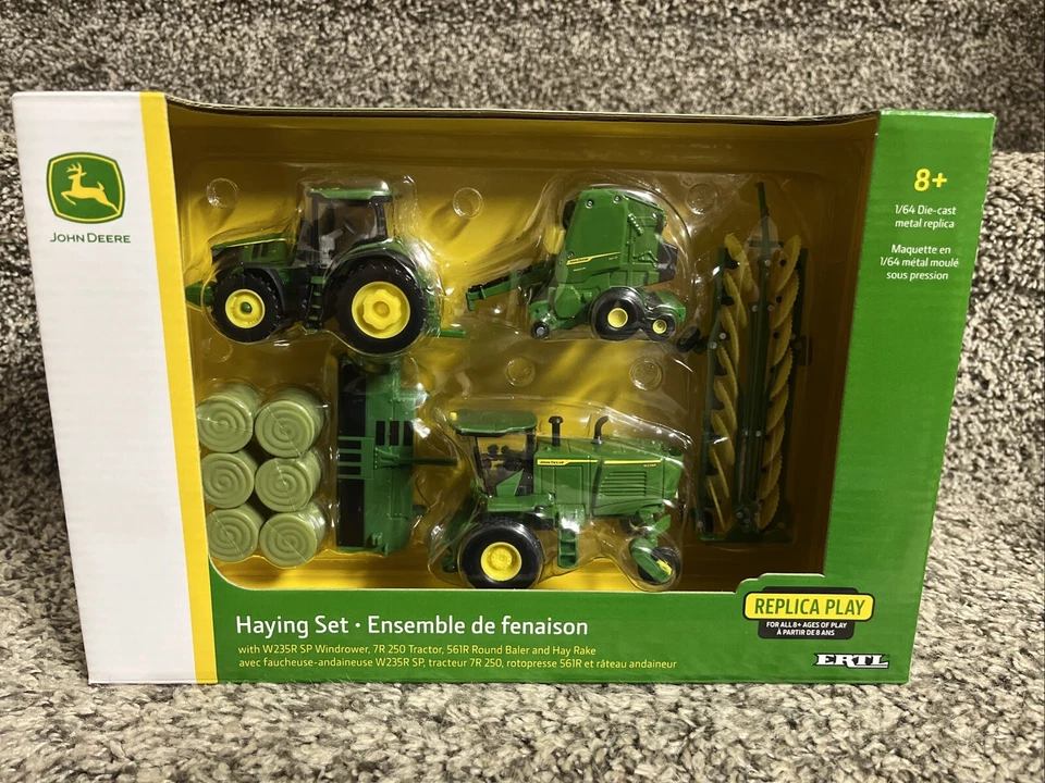 2024 1:64 ERTL John Deere Haying Set 7R 250 561R W235 Hay Rake NEW!! - Image 1 of 2
