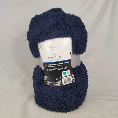 Mainstays Acogedora Manta de Felpa 50" x 60" Azul Marino Oscuro NUEVA Foto 1 de 4