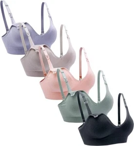 Nursing Bra 5pack Wireless Deep V Neck Maternity Nursing Bra - Picture 1 of 2