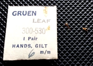 Gruen 300-530 Watch Hands Leaf Gilt "One Pair" 6mm - Picture 1 of 1