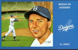 Menge (2) Gil Hodges Brooklyn Dodgers Serie Postkarten Kunstwerk von Susan Rini - Bild 1 von 2
