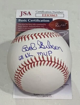 Bob Gibson Cardinals “68 NL MVP” Signed Official MLB Baseball!! JSA # EE83863 - Image 1 of 2