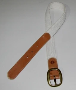Liz Claiborne Women's Belt Braided Stretch White With solid brass buckle S/M - Picture 1 of 9