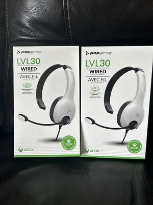 2x New Sealed PDP Gaming LVL30 Wired Chat Headsets for Xbox (White) - Image 1 of 3