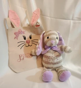 "Presley The BUNNY " -Soft BUNNY With Canvas Fabric Carrying Bag By  -Kellytoy - Picture 1 of 10
