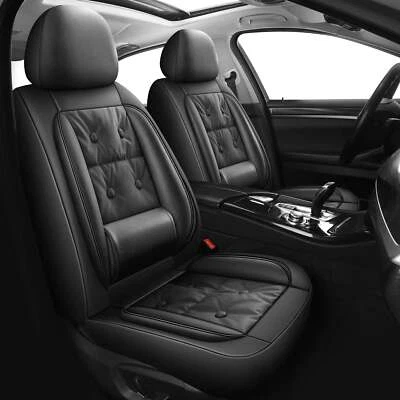 Luxury Black Cushioned PU Leather Front Car Seat Covers SEAT ALHAMBRA TOLEDO - Image 1 of 4