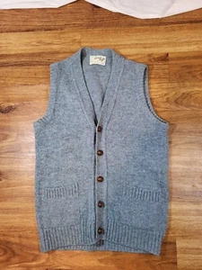 Vtge Lord Jeff Mens Size M Blue Shetland Wool Cardigan Vest Sweater - Picture 1 of 4
