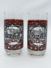 VTG Coca-Cola Tiffany Style Stained Glass Drinking Glasses/Tumblers Set Of 2 EUC