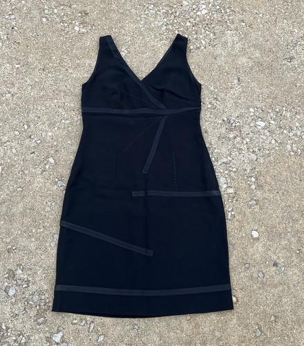 Mini Abito Vintage Y2K Moschino Couture Nastro Nero LBD Taglia 8 Italia