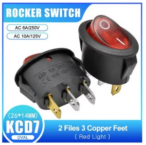 Wippschalter EIN-AUS Schalter AC 6A/250V 10A/125V rot 3-polig KCD7 oval - Bild 1 von 8