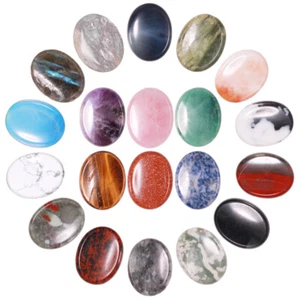 Worry Stone Thumb Gemstone Natural Healing Crystal Therapy Massage 35x45mm 10pcs - Picture 1 of 8