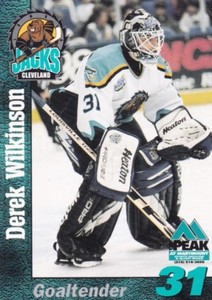DEREK WILKINSON, CLEVELAND LUMBERJACKS/GIANTS, RARE 1998-99 MINOR LEAGUE CARD.