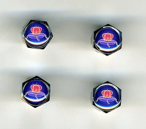 Crown Royal 4 Chrome Plated Brass Tire Valve Caps Car/Bike/GolfCarts Crown Royal - Picture 1 of 2