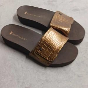 Sandalias Revitalign Slides para mujer 7 B doradas sin cordones SB136BZ ajustables - Imagen 1 de 6