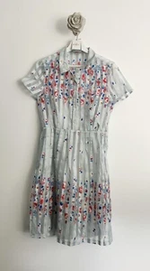 Cath Kidston Printed Organza Shirt Dress Cool Blue Occasion Party Size 12 design - Picture 1 of 5