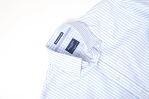 Men's Hackett London White/Blue Striped Long Sleeved Shirt Size Medium - Picture 1 of 5